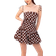 Amy Lynn Alexa Tie Shoulder Puffball Ultra Mini Dress - Brown Polka Dot-Red