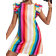 Shein Teen Girls' Woven Rainbow Stripe Pattern Ruffle Edge Casual Dress