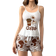 Shein Womens Cartoon Printed Pajama Set With Bowknot Decoration