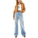 ASOS Lyseblå dad-jeans med vide ben