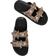 Shein New Arrival Women Fashionable And Comfortable Wedge Heel Platform Sandals With Double Straps, Gold Bat Buckle And Flower Design Buckle, Round Toe, Ope