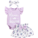 Shein New Arrival Baby Girl Solid Color Letter Printed Flutter Sleeve Bodysuit Flower Printed Skirt Outfit