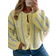 Shein FallWinter New Fashion French Style Cardigan Trendy Stripes Blue Striped Contrast Color Back To School Clothing For Women