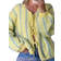 Shein FallWinter New Fashion French Style Cardigan Trendy Stripes Blue Striped Contrast Color Back To School Clothing For Women