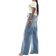 Bershka High Waisted Wide Leg Jeans - Mid Blue Wash