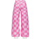 Shein Tween Girls Fashion Plaid Print Jeans - Washed Denim