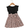 Shein Young Girls' Fashionable Leopard Print Short Sleeves Dress With Bow Decorated Round Neck, Summer