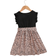Shein Young Girls' Fashionable Leopard Print Short Sleeves Dress With Bow Decorated Round Neck, Summer
