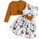 Shein Girls Ruffle Decor Outfit Set - Butterfly Print