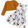 Shein Girls Ruffle Decor Outfit Set - Butterfly Print