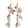 Shein pcs Romantic Alloy Super Sweet Pink Flower Teardrop Pendant Dangle Earrings With Tassels For Women Traveling And Casual Occasions