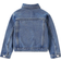 Shein Toddler Girls Wash Denim Jacket With Floral Rainbow Embroidery