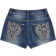 Shein Womens Casual Denim Shorts With Cross Patterned Patch Pockets