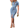 Shein Womens Solid Color Simple Daily Short Sleeve Denim Dress