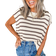 Shain Stripe Side Slits Crewneck Short Sleeve Sweater Tee