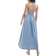 ASOS DESIGN Langes Neckholder-Sommerkleid in verblasstem Blau mit tiefem Rückenausschnitt