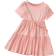 Shein Young Girl's Solid Color Round Neck Short Sleeve Dress With Ruffled Hem