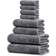 Tens Towels Set 2 Extra Large 2 Hand 4 Washcloths 100% Cotton Lighter Weight & Super Absorbent Quick Dry Bathroom Set (Set of 8) Towel Gray (152.4x76.2cm)