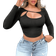Shein Sexy Off Shoulder Hollow Out Long Sleeve T-Shirt - Solid Color