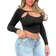 Shein Sexy Off Shoulder Hollow Out Long Sleeve T-Shirt - Solid Color