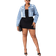 Shein Plus Front Button Frayed Trim Long Sleeve Ripped Denim Jacket