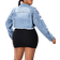 Shein Plus Front Button Frayed Trim Long Sleeve Ripped Denim Jacket