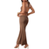 Shein High Slit Hem Halter Neck Crop Top Set - Solid Color