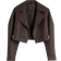 River Island Faux Leather Crop Jacket with Balloon Sleeves - Dark Brown