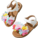 Shein Girls Summer Sandals New Fashion Cute Floral Design Open Toe Flat Princess Sandals For Children