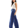 Pull&Bear High Rise Wide Leg Jean - Dark Blue