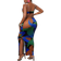 Shein Elegant Frgblock Tryckt rmls Bodycon Klnning Med Ihlig Midja Och Sidan Slits