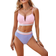 Cupshe Pink V-Wire Bikini Top & Purple High-Rise Bottoms Set
