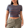 Shein Plus Womens Colorful Striped Round Neck Short Sleeve TShirt