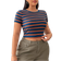 Shein Plus Womens Colorful Striped Round Neck Short Sleeve TShirt