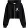 H&M Cropped Print Detail Hoodie - Black