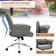 Ergonomisk Imiteret Læder Skrivebordsstol Højdejusterbar Drejestol Grå Kontorstol 103cm