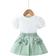 Shein Young Girl Summer Puff Sleeve Short Sleeve TShirt Bowknot Skirt Outfit