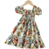 Shein Young Girl European And American Casual Summer Dress Retro Printed Short Sleeve Princess Dress Outing Or Vacation
