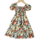Shein Young Girl European And American Casual Summer Dress Retro Printed Short Sleeve Princess Dress Outing Or Vacation
