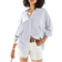 Pull&Bear Oversized Linen Look Shirt - Blue Stripe