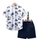 Shein Comfortable Casual Palm Tree Print Short Sleeve Set - Summer