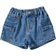 Shein Girls' Mid Washed Blue Denim Shorts With Folded Hem