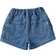 Shein Girls' Mid Washed Blue Denim Shorts With Folded Hem