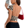 Shein Leopard Print Backless Knit TShirt For Women