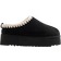 River Island Womens Black Suedette Faux Fur Platform Mules