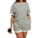 Shein Plus Womens Summer Striped Batwing Short Sleeve Top And Shorts Pieces Set