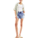 Bershka High Waisted Ripped Denim Shorts - Mid Blue