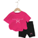 Shein pcs Baby Girls Fashionable And Cute Bowknot Letter Print Casual Comfortable Round Neck Short Sleeve TShirt And Shorts Set Suitable For Summer Vacation