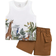 Shein Baby Boys Cute Cartoon Animal Pattern Printed Vest Top And Shorts Set For SpringSummer