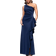 Xscape Flo Long Techno Scuba One Shoulder Ruffle Dress - Midnight